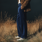 Men's Classic Royal Blue Straight-leg Corduroy Trousers MTA0679K4U