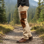 Men's Retro Waffle And Suede Color-blocked Straight-leg Trousers MTA1099K9U