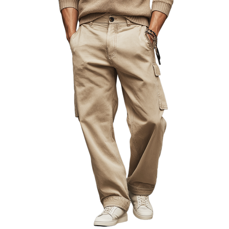 Men's Classic Light Khaki Straight Leg Loose-fitting Jeans MTA3153J0U