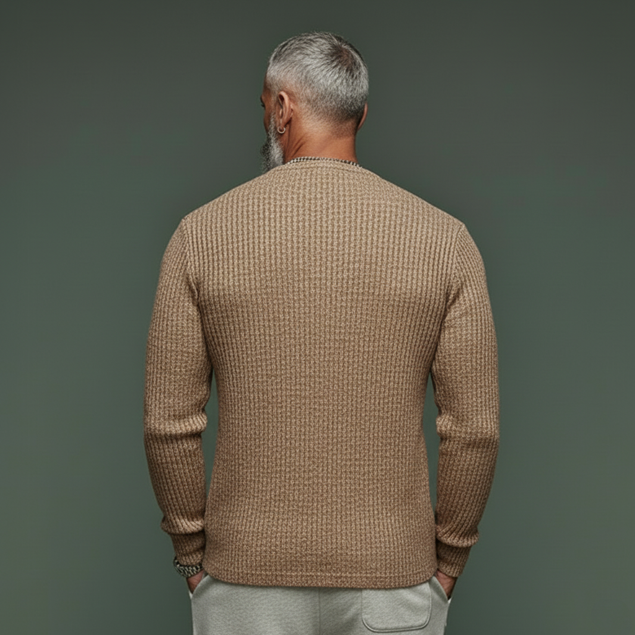 Men's Classic Casual Slub Yarn Ribbed Slim-fit Long-sleeved Shirt MTA2430L6K