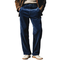 Men's Classic Royal Blue Straight-leg Corduroy Trousers MTA0679K4U