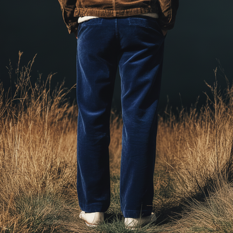 Men's Classic Royal Blue Straight-leg Corduroy Trousers MTA0679K4U