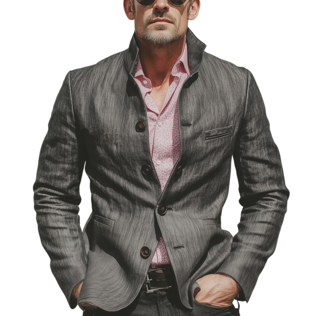 Men's Classic Casual Stand-collar Cotton Blend Jacket MTA2407L1K