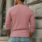Men's Classic Casual Ribbed Henley Neck Long-sleeved T-shirt MTA2411L1K
